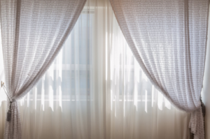 white curtains